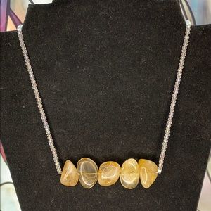 Real Amber Bar Stone Crystal Magnetic Necklace